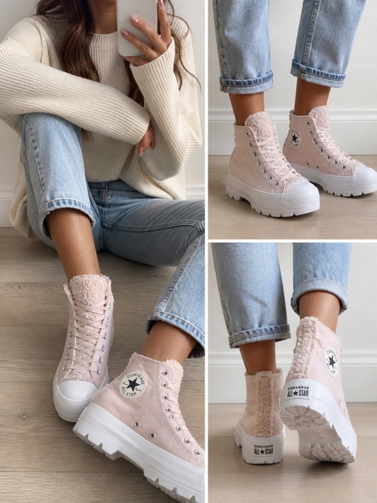 Converse Shoes - Converse Chuck Taylor All Star Lift Lug Sherpa High Top Pink Women’s 8.5